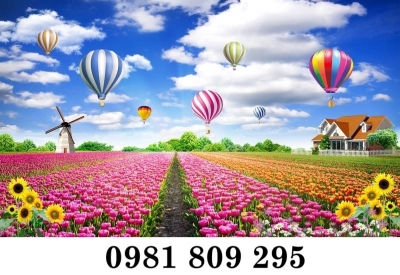 Tranh gạch ốp tường phong cảnh hoa 3d HP7888