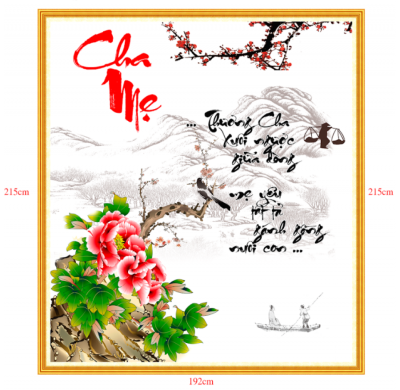 Tranh gạch 3d câu thơ cha mẹ - XCV54