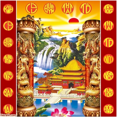 Tranh gạch 3d câu đối phòng thờ - XVCB663