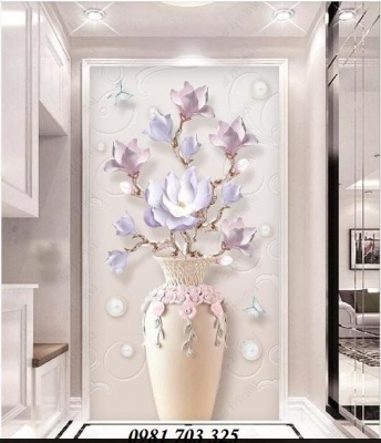 Tranh gạch 3D hoa khổ đứng