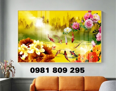 Gạch tranh trí tường hoa sen 3d