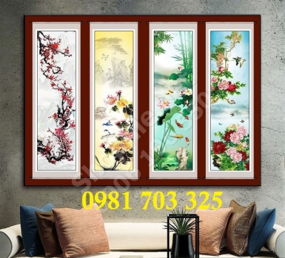 Gạch tranh 3d tứ quý sang trọng