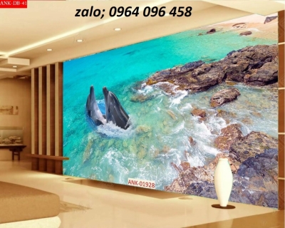 Tranh gạch men 3d cá heo - VCX887