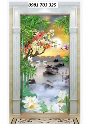 Tranh gạch đẹp khổ đứng 3d trang trí