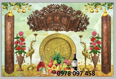 Tranh dán phòng thờ - tranh câu đối