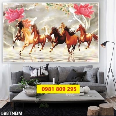 Tranh gạch men mã đáo , tranh ngựa 3d ốp tường