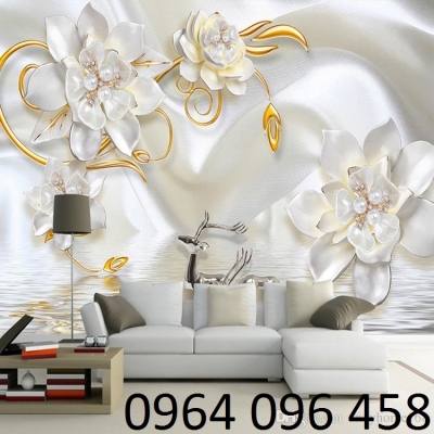 Gạch tranh hoa 3d phòng khách KKMM7