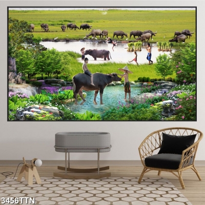 Gạch tranh phong cảnh đồng quê 3d - NCVB93