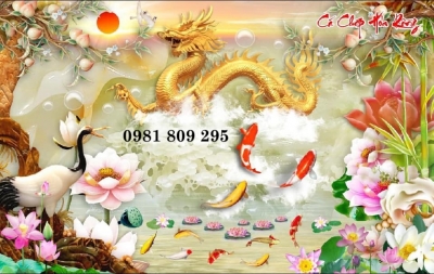 Tranh ốp tường rồng phượng , gạch tranh 3d