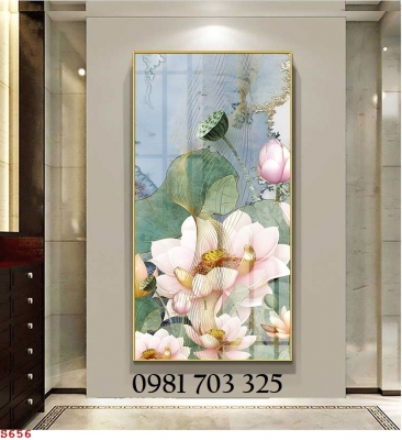 Tranh hoa sen, gạch men 3D