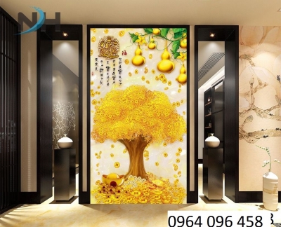Tranh gạch 3d cây kim tiền - HBMMC3