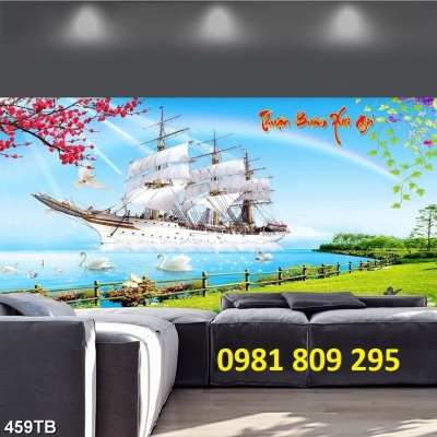 Tranh gạch thuyền trang trí 3d