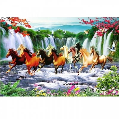 Tranh 8 chú ngựa - gạch tranh 3D