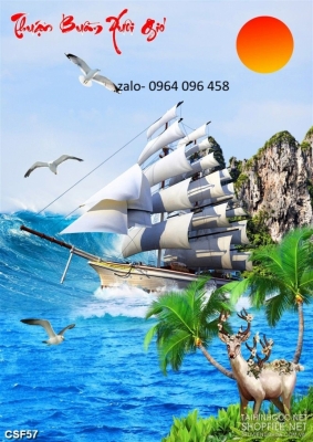 Tranh gạch 3d dán tường thuận buồm xuôi gió - SCB63