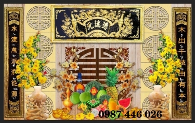 Gạch tranh phòng thờ, tranh ốp tường ban thờ HP82