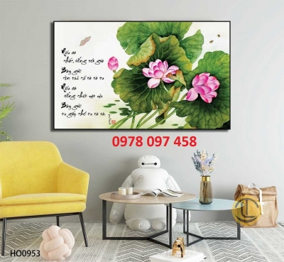 Tranh dán tường phòng khách - tranh thư pháp