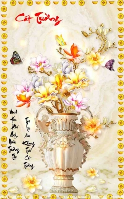 Tranh gạch 3d bình hoa - bvc89