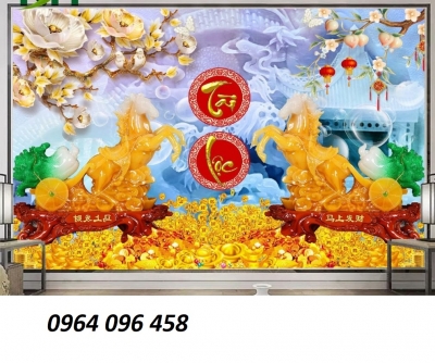 Tranh 3d mã đáo thành công- tranh gạch 3d ốp tường - KDXC54