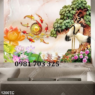 Tranh gạch chim hạc dán tường