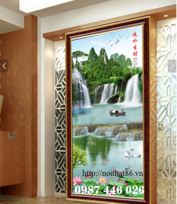 Gạch ốp tường tranh gạch thác nước khổ đứng HP922