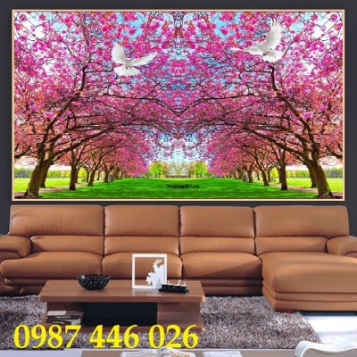 Tranh gạch men hoa đào HP0824