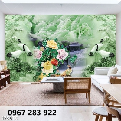 Tranh gạch 3d tùng hạc cao cấp