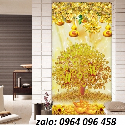 gạch tranh 3d cây tiền vàng - 76XNB