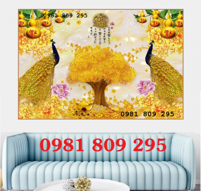 Tranh gạch cây kim tiền đẹp 3d