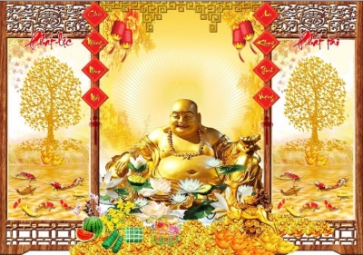 Tranh gạch 3d ốp tường thần tài - 199CV