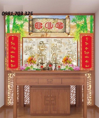 Tranh 3D phòng thờ- gạch tranh 3D