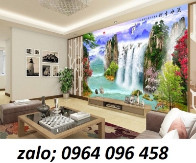 Tranh cảnh 3d sơn thủy hữu tình tranh gạch 3d ốp tường - 777CL