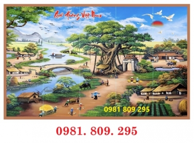 Tranh gạch ốp tường 3d làng quê bình yên
