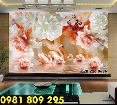 Tranh gạch phong thủy - gạch 3d hoa mẫu đơn
