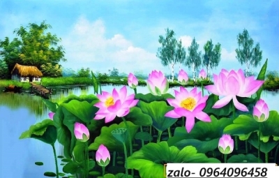 Tranh gạch hoa sen 3d - 644cn