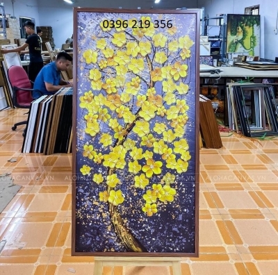 Tranh gạch men ốp lát trang trí tường Cây Kim Tiền