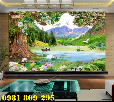 Tranh gạch 3d phong cảnh vườn hoa