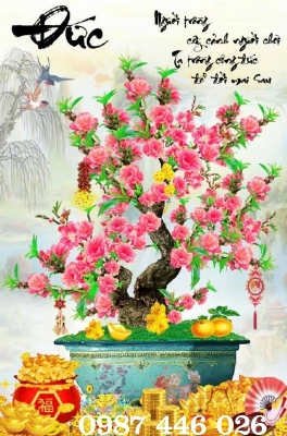 Tranh gạch men hoa đào HP0824