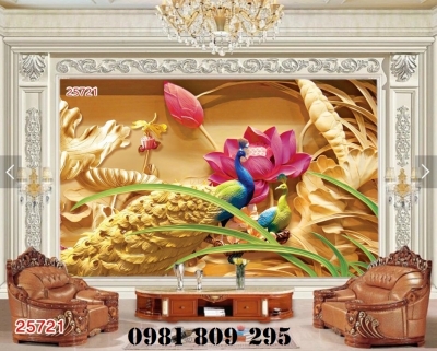 Tranh gạch - tranh chim công cao cấp