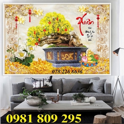 Gạch tranh cây mai , hoa mai