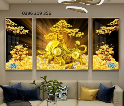 Tranh gạch men ốp lát trang trí tường Cây Kim Tiền