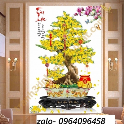 Tranh gạch cây tiền vàng 3d - 765CN