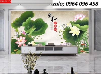 Tranh gạch hoa sen 3d - HFDX43