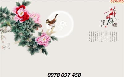 Tranh họa tiết hoa mẫu đơn