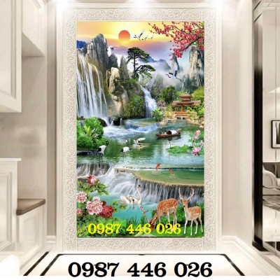 Gạch 3d tranh thác nước đẹp HP0822