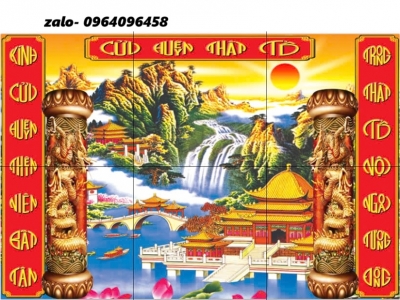 Tranh gạch 3d ốp tường phòng thờ - 865CV