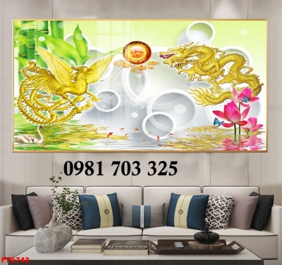 Tranh gạch 3D rồng phượng