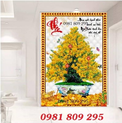 Tranh gạch mai vàng 3d JH97