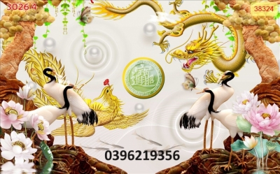 Gạch 3D tùng hạc đẹp trang trí