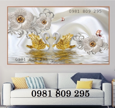 Tranh 3d gạch ốp tường tranh thiên nga , gạch tranh
