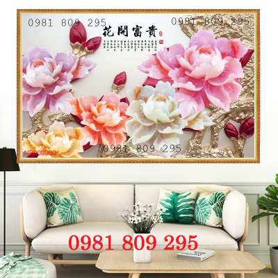 Gạch tranh 3d mẫu đơn sứ ngọc